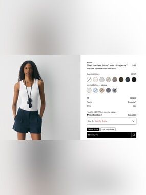 Aritzia Navy High-Rise Crepe Mini Shorts. Sz 2. Color: Admiral